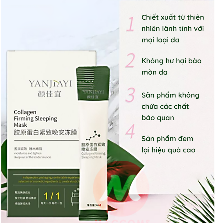 Mặt Nạ Ngủ Thạch Collagen YANJIAYI Hộp 20 Gói - Nâng Cơ Bổ Sung Collagen Căng Mịn Da Cấp Nước Dưỡng Ẩm Thu nhỏ lỗ chân lông