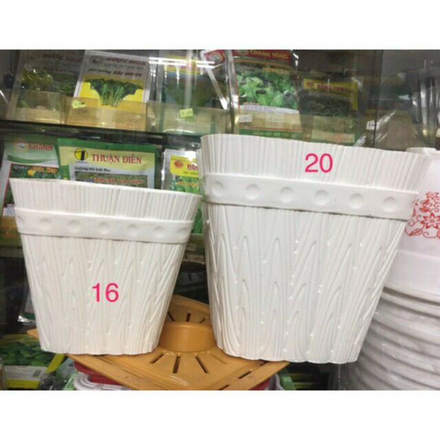 combo 2 chậu vuông giả gỗ đk16x15cm