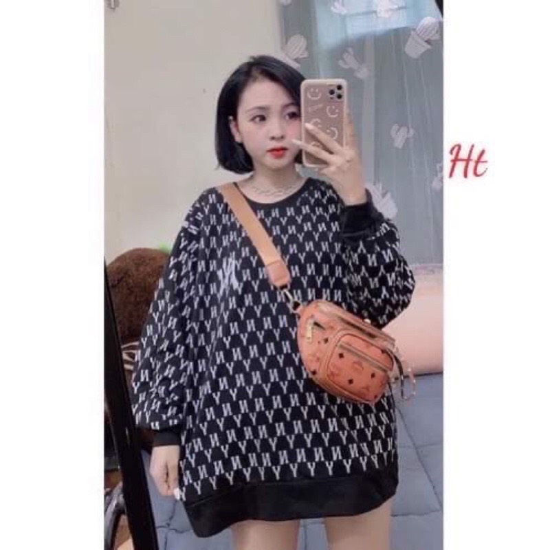 Áo nỉ bo y n in chữ nhỏ toàn thân ht12
