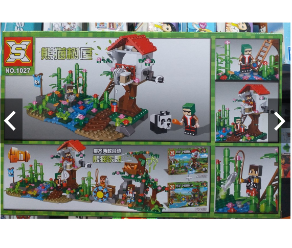 Lego Minecraft - XS 1027 ( Xếp Hình Khe Suối Câu Cá Có Gấu Trúc 243 miếng ghép)