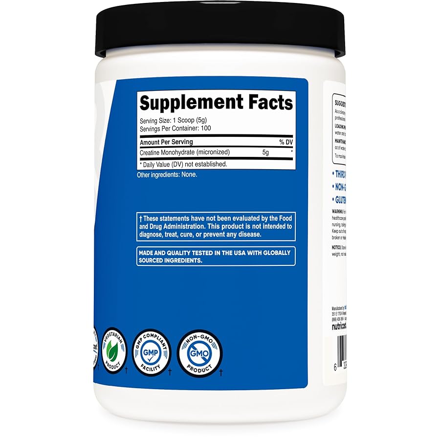 Nutricost Creatine Monohydrate 500g, Hỗ Trợ Tăng Sức Bền và Xây Dựng Cơ Bắp Nhập Khẩu USA