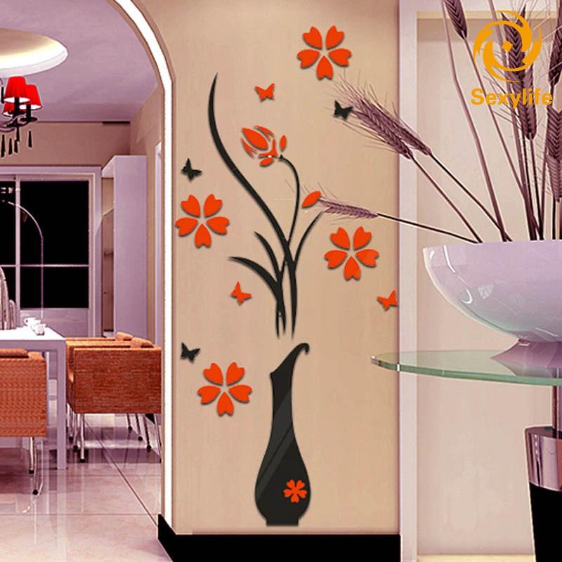 Chậu Hoa Mica 3D Dán Tường - DIY Trang Trí Nội Thất