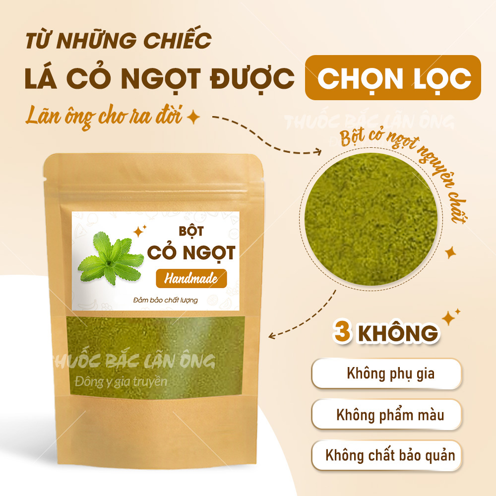 Bột cỏ ngọt sấy lạnh 100g, nguyên chất, đường dành riêng cho người ăn kiêng, tốt cho sức khỏe - Lãn Ông
