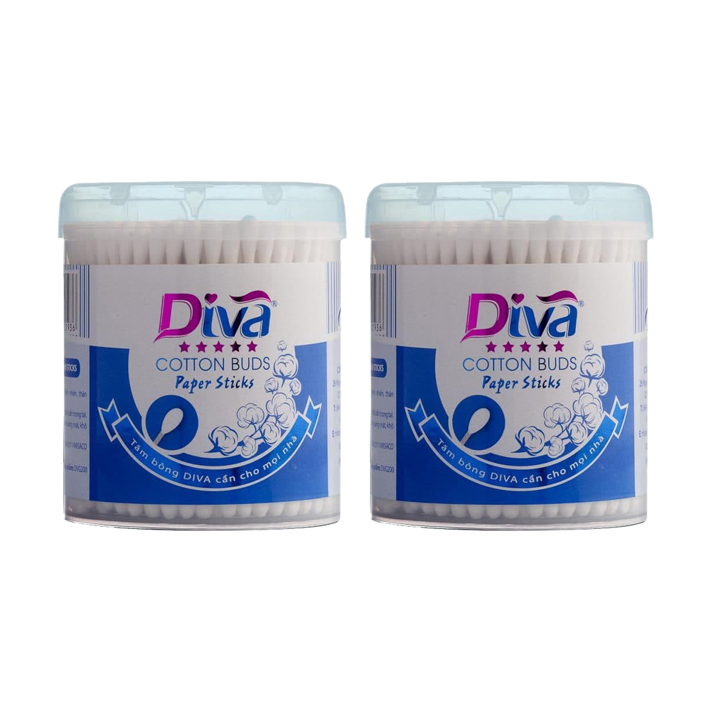 [200 que] Hộp tăm bông DIVA que giấy