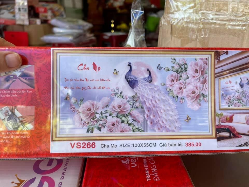 Tranh đính đá Cha Mẹ VS266 (100x55cm) - chưa đính đá
