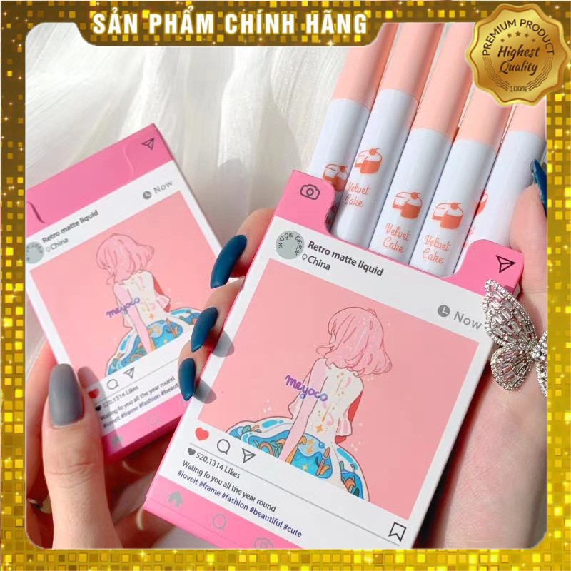 Set 5 Thỏi Son Kem Lì Muge Leen Cô Gái Meyoco Retro Matte Liquid Mềm Mượt , Tone Quyến Rũ