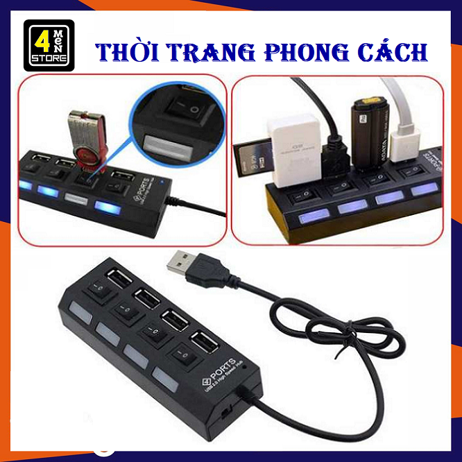 ⚡ bộ chia usb hub 4 cổng có đèn led và công tắc - hub 4 cổng đa năng có công tắc và kèm đèn led ⚡