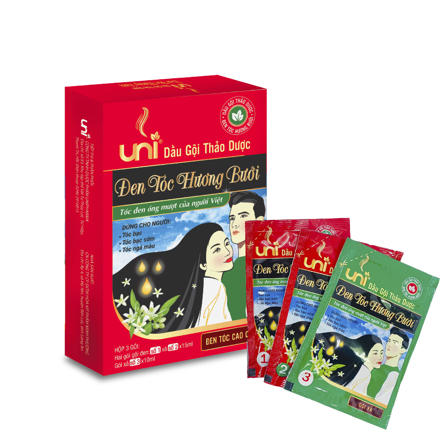 Combo 2 Hộp Dầu gội nhuộm tóc thảo dược hương bưởi UNI
