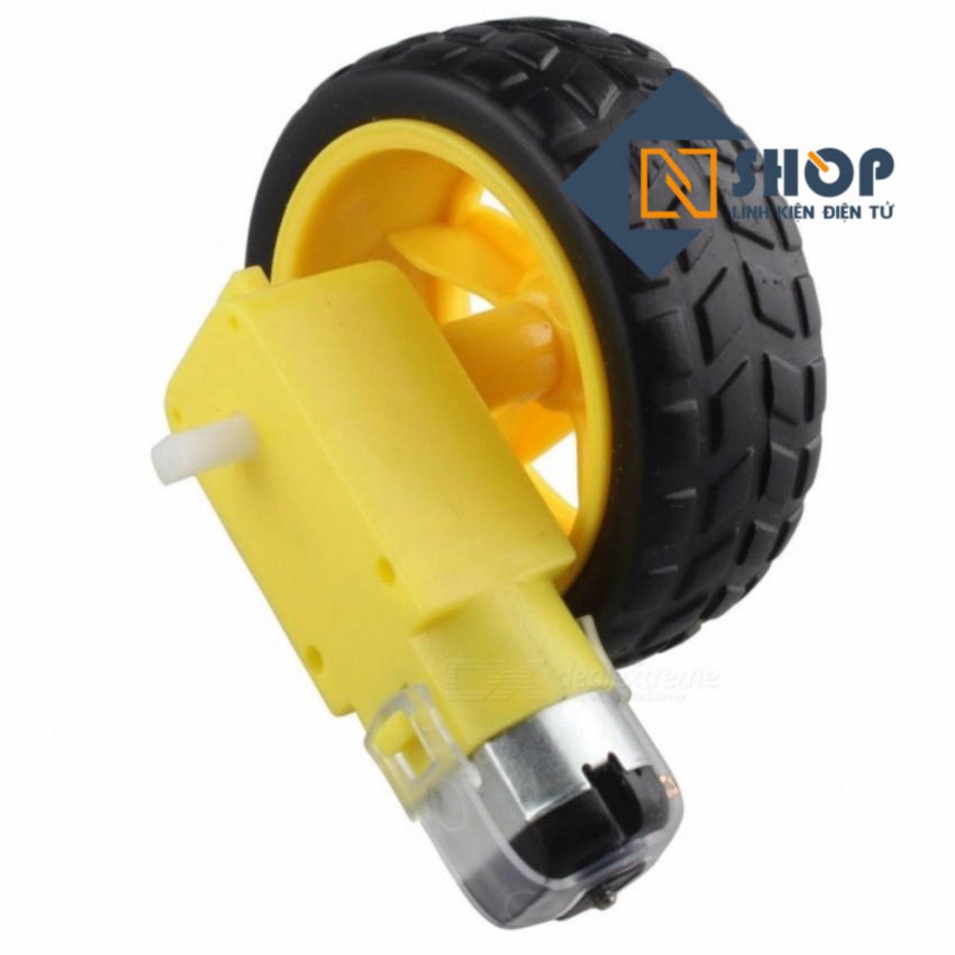 Động cơ giảm tốc vàng kèm bánh xe