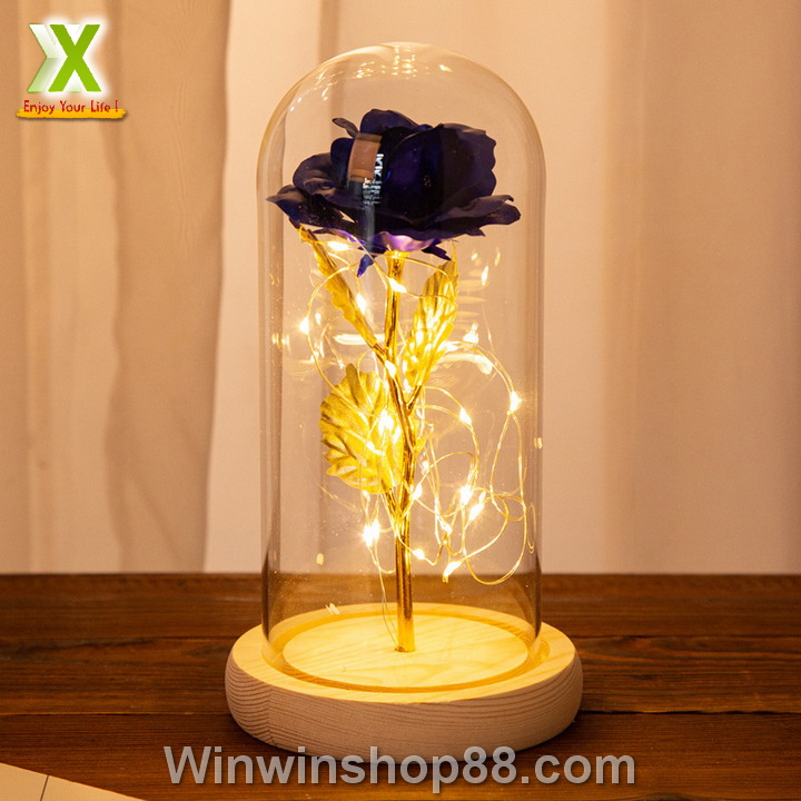 Đèn hoa hồng mạ vàng 24k có đèn LED