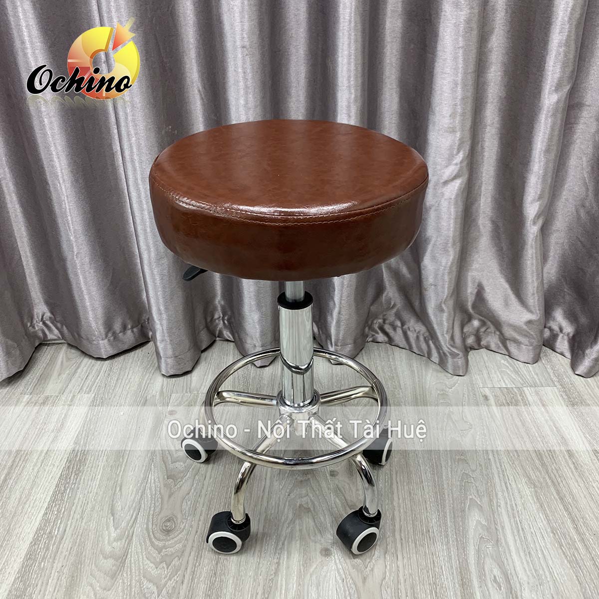Ghế cắt tóc cho thợ chính cao cấp, ghế xoay spa cao cấp có bánh xe mẫu nhựa lưới dành cho phun săm, nối mi