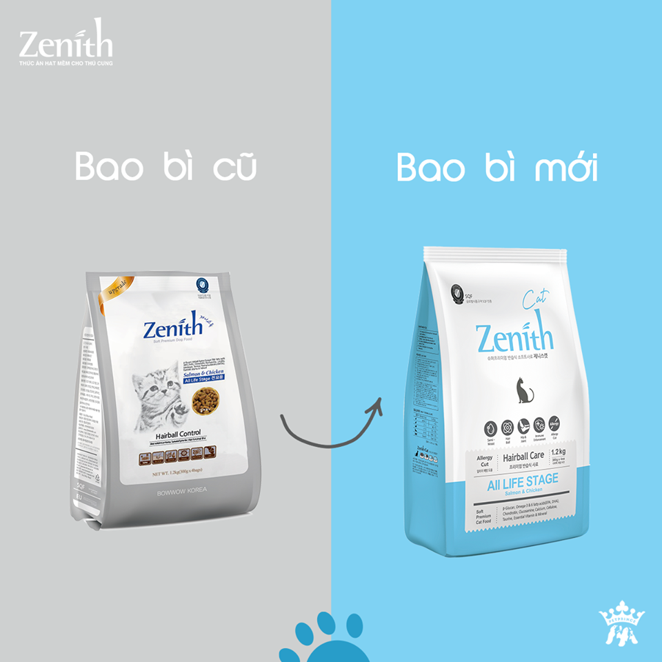 Thức ăn hạt mềm ZENITH cho mèo 300gr và 1.2kg