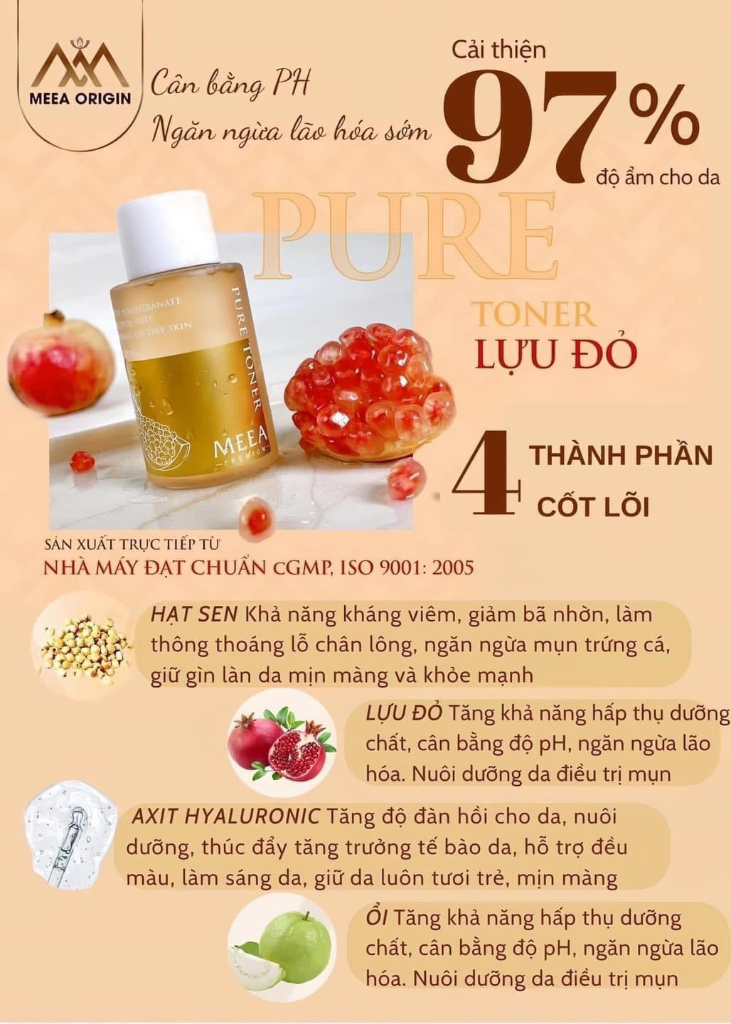 Chính hãng _Toner Lựu Đỏ Meea Organic 120ml (Pure Toner)