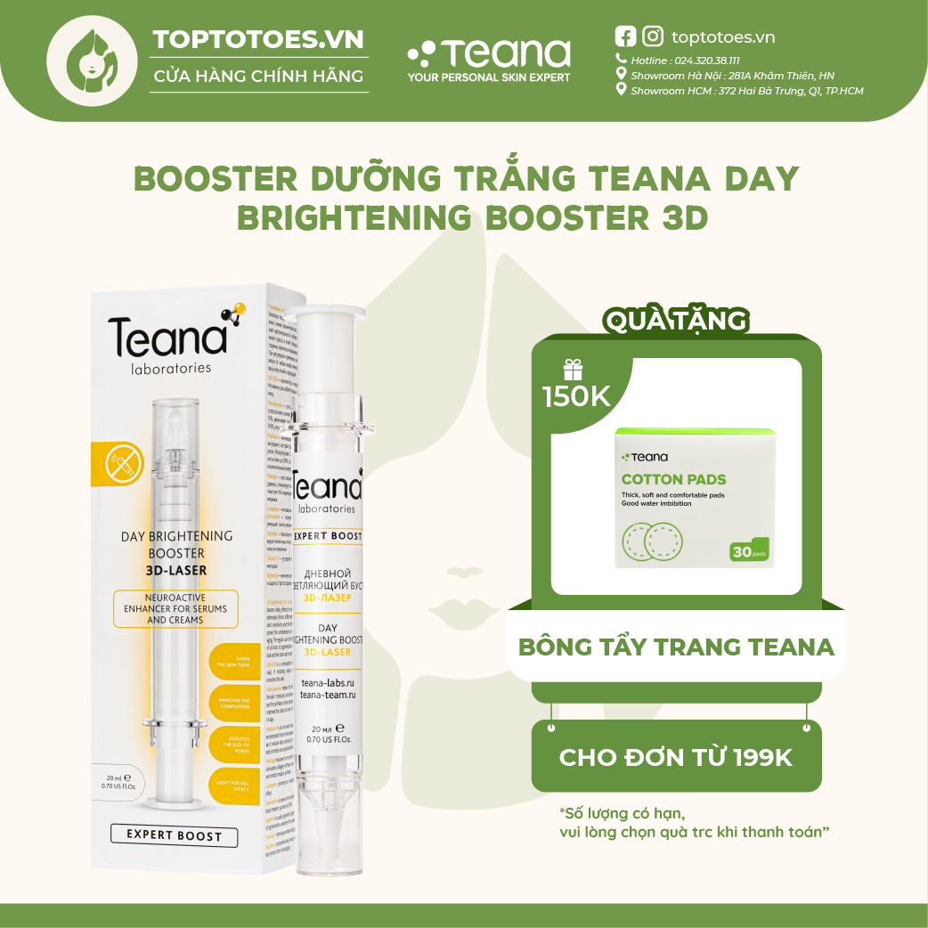 Booster Teana Professional Day Brightening Booster 3D-laser dưỡng da trắng hồng mờ thâm nám tàn nhang