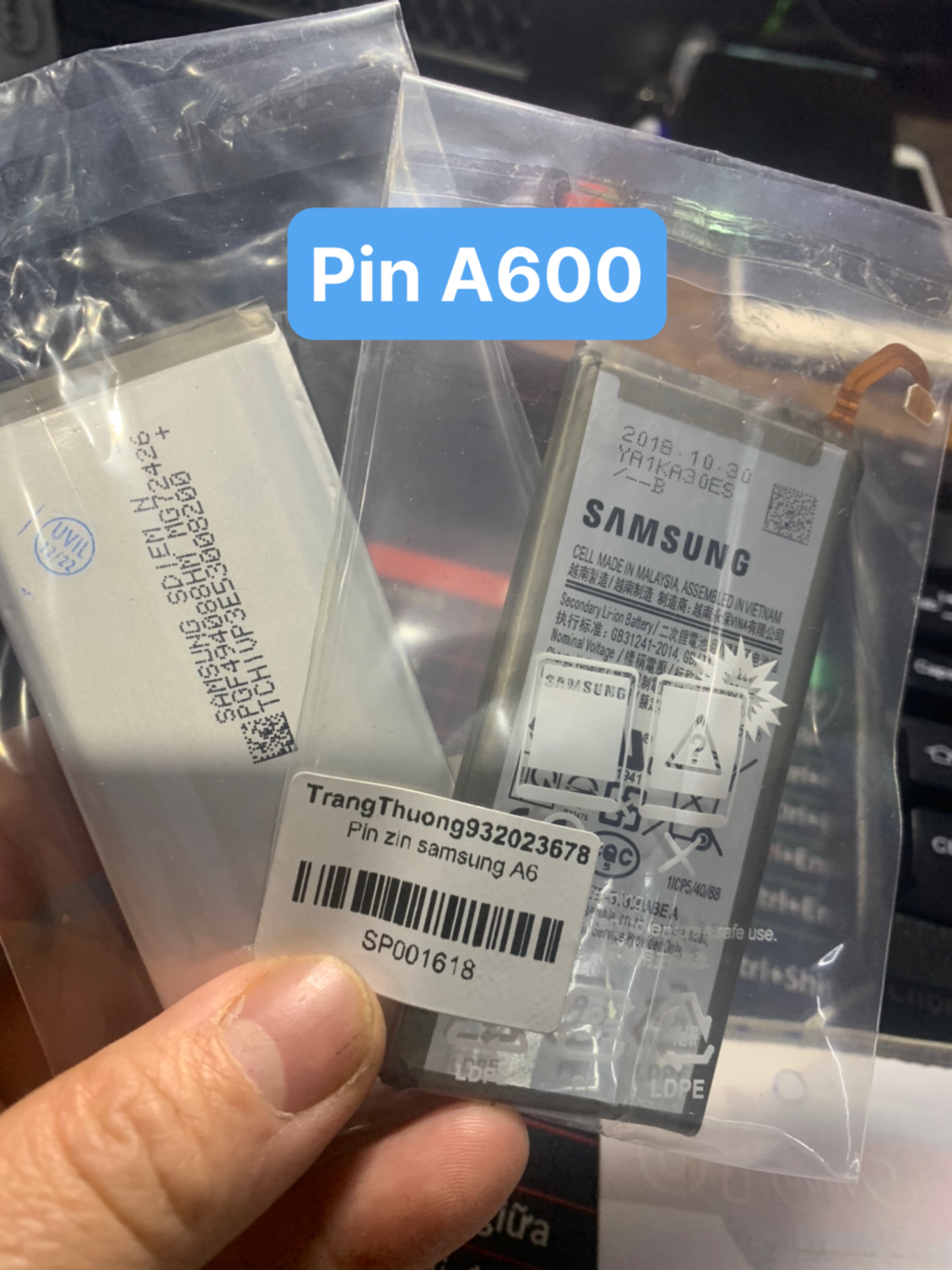 Pin zin samsung EB-BJ800ABE : Galaxy J6 - 2018 (J600) / A6 - 2018 - (A600)