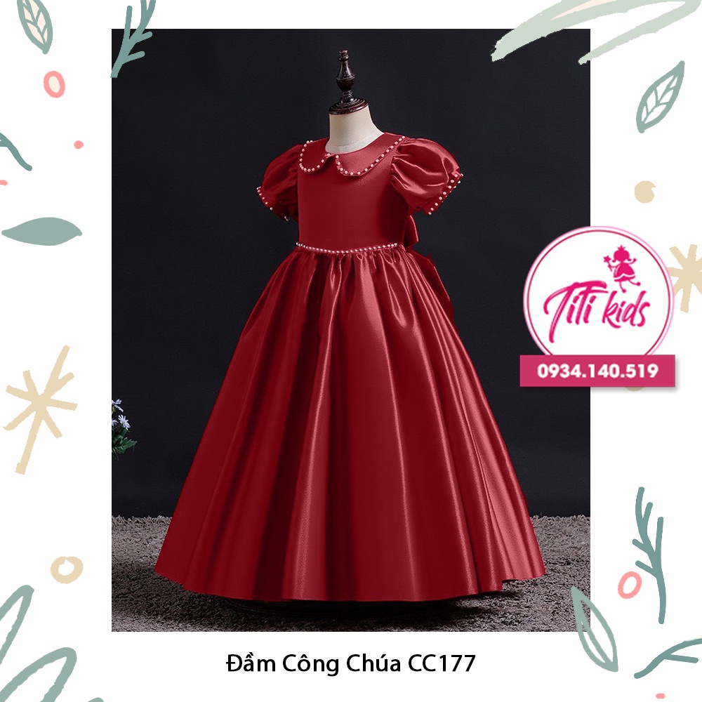 Váy Đầm Công Chúa Bé Gái Trắng Phi Tiểu Thư Cao Cấp CC177
