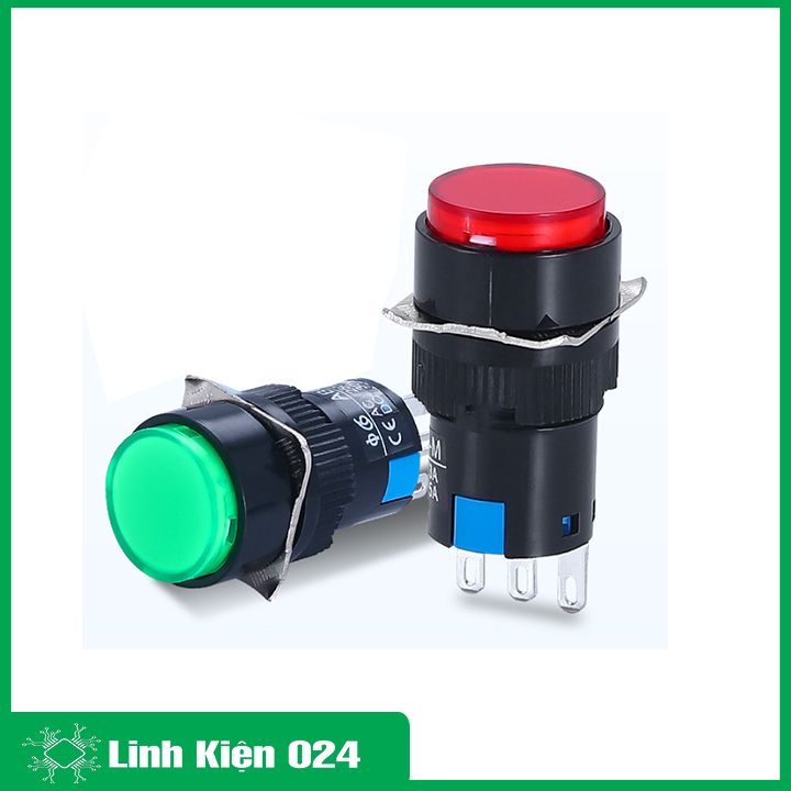 Nút nhấn đề 16mm 220VAC AL6 - M nhấn nhả có đèn