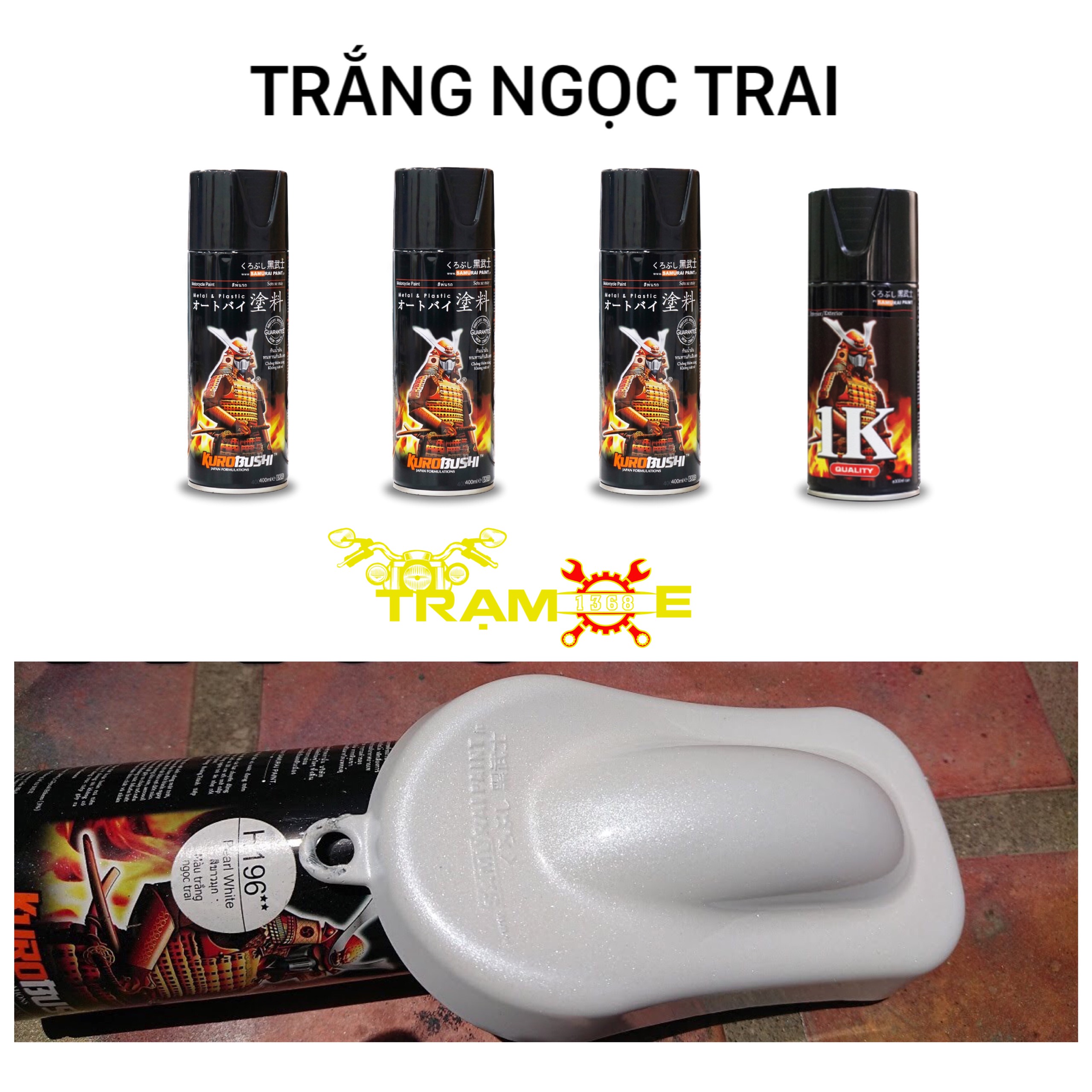 Combo sơn xịt Samurai màu trắng ngọc trai H196 (Uch210-102-h196-k1k) - Trạm Xe 1368 dễ dàng sử dụng dành cho mọi dòng xe