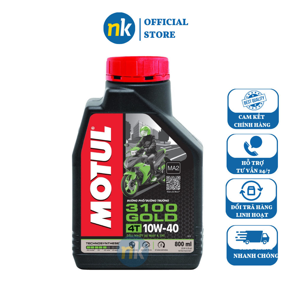 [HCM]Nhớt xe số cao cấp Motul 3100 Gold 800ml dầu nhớt bán tổng hợp độ nhớt 10W40 tiêu chuẩn API SM JASO MA2 dùng cho xe Exciter Winner Sirius mô tô PKL Gian hàng uy tín Cam Kết Chính Hãng Giá Rẻ