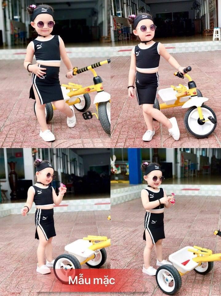 sét áo croptop kèm chân váy xẻ tà