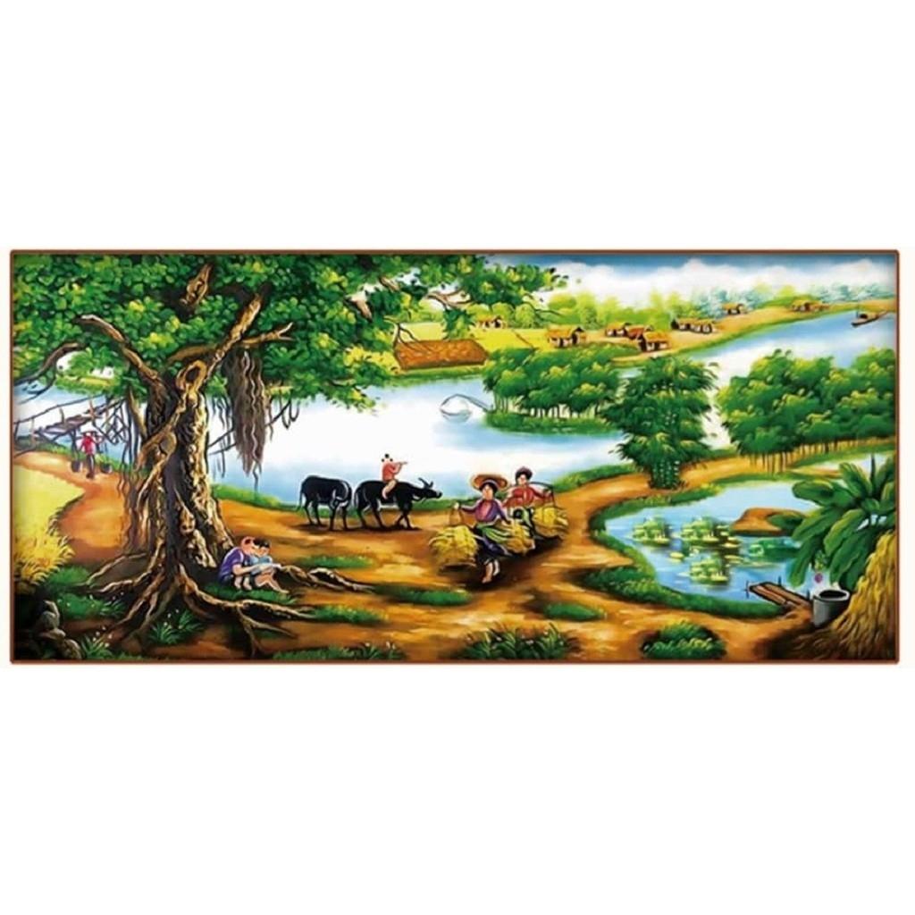 tranh thêu 3D CÂY ĐA ĐẦU LÀNG LV3013
