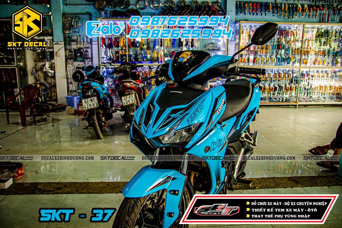 tem trùm xe winner x xanh đen decal mccal