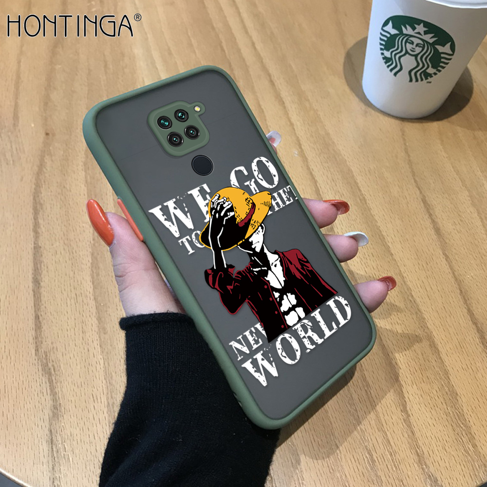 Hontinga Casing Case For Xiaomi Redmi Note 9s Note 9 Pro Case Boys Cartoon Anime Cases Luffy Frosted Transparent Phone Casing Full Cover Lens Camera Protector Cases Hard Case For Boys For Girls