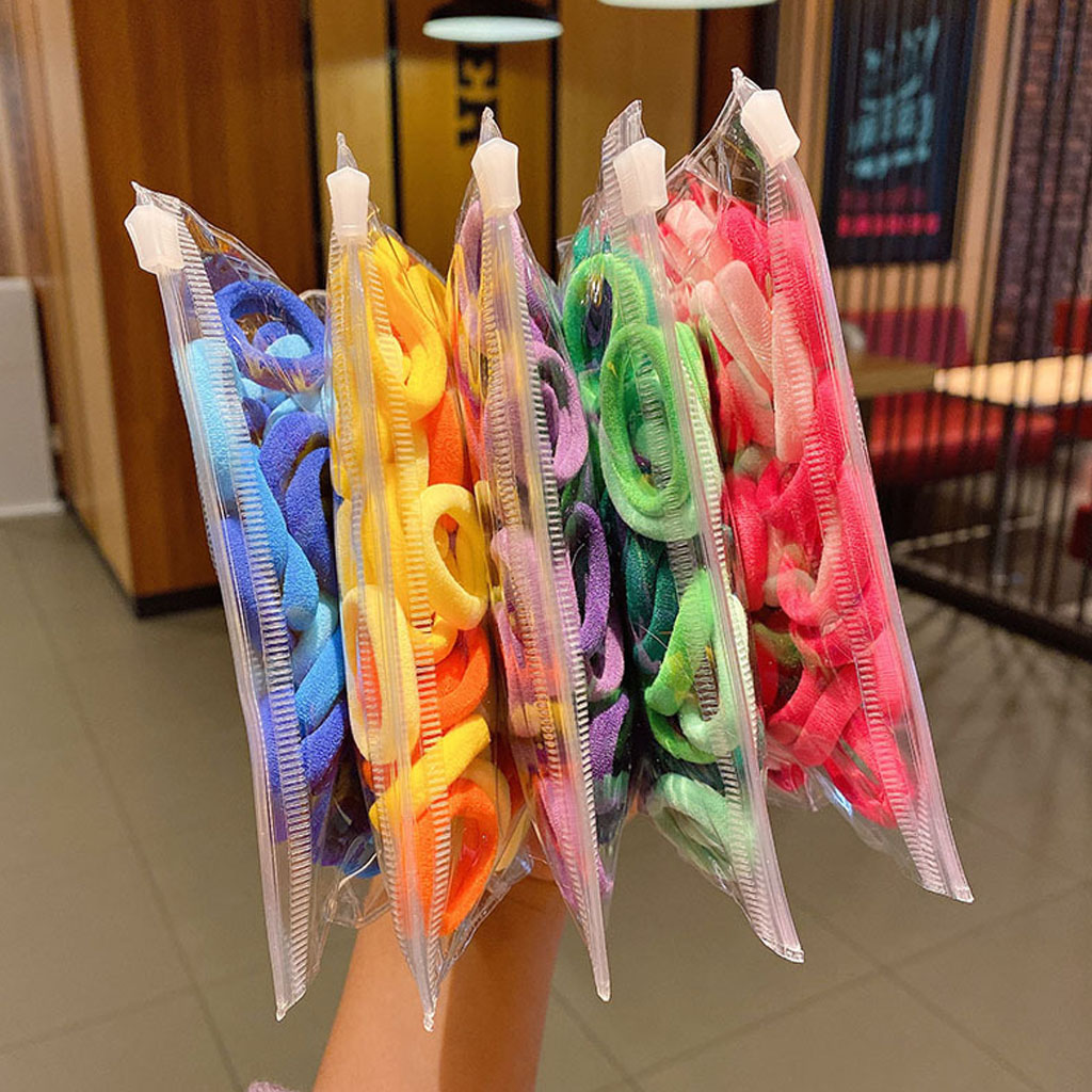 Set 100 dây cột tóc nữ đẹp dễ thương ( có túi Zip) CT01