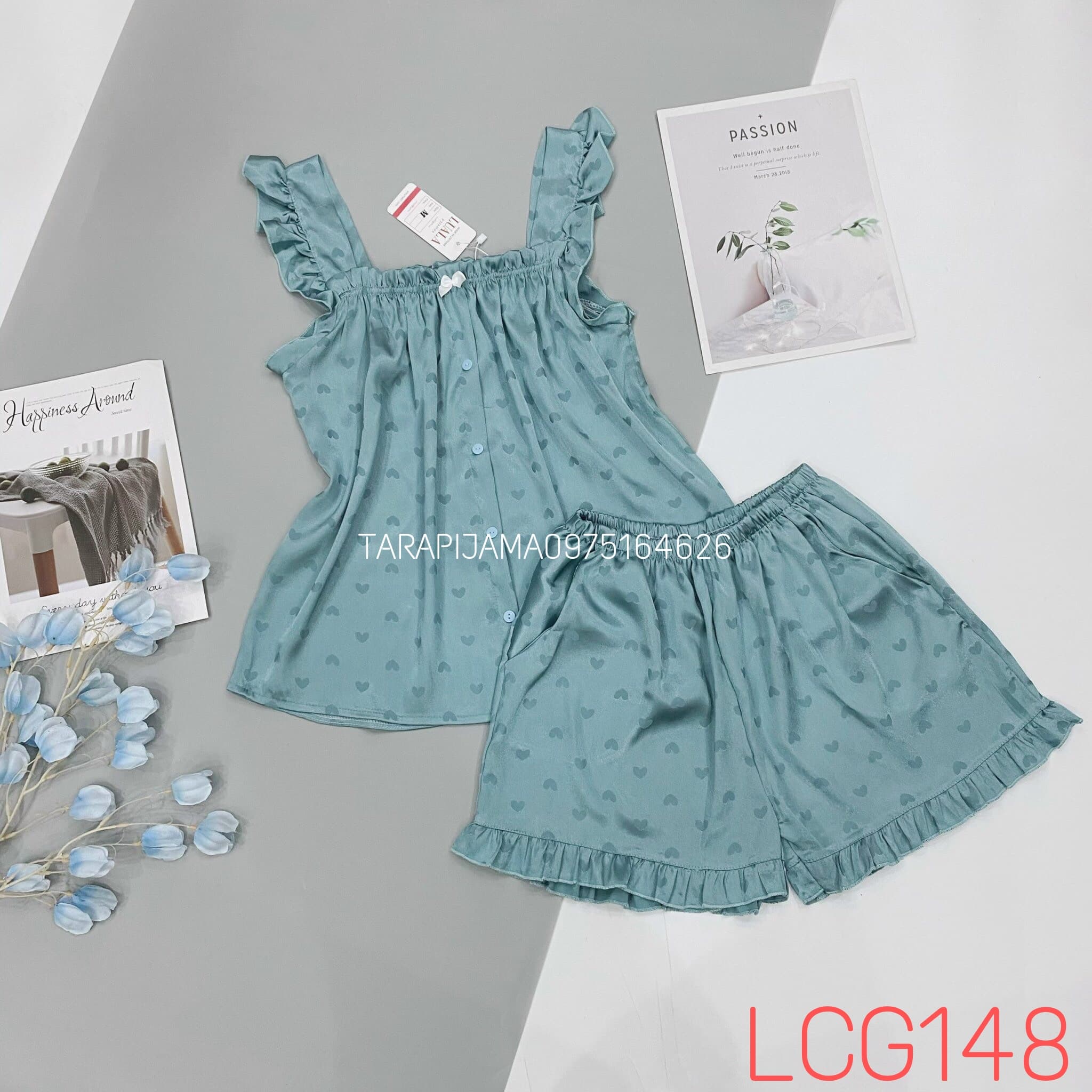 Bộ lụa gấm đùi cánh tiên -bộ ngủ navy siêu đẹp