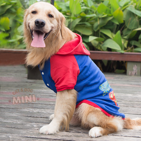 Puppy winter big dog hoodie hooded fleece Superman T-shirt