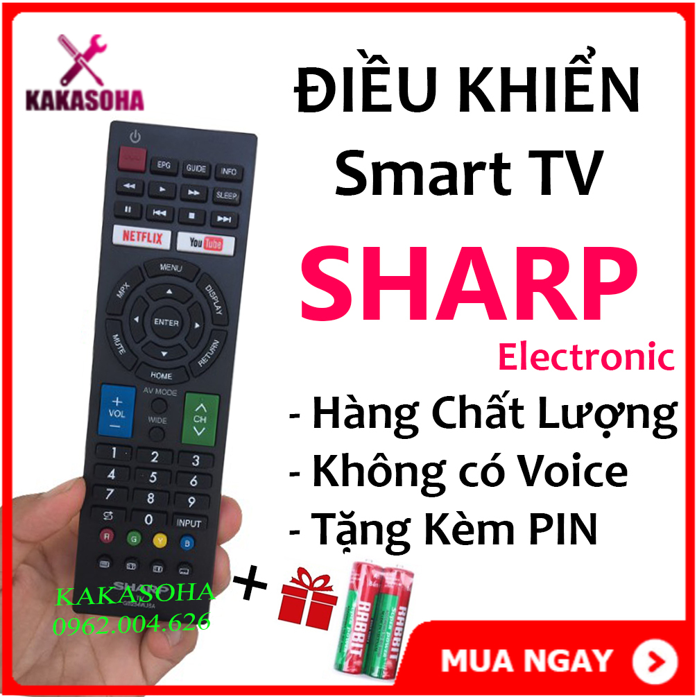 Điều khiển tivi sharp ,remote tivi sharp gb234wjsa - hàng tốt + tặng pin