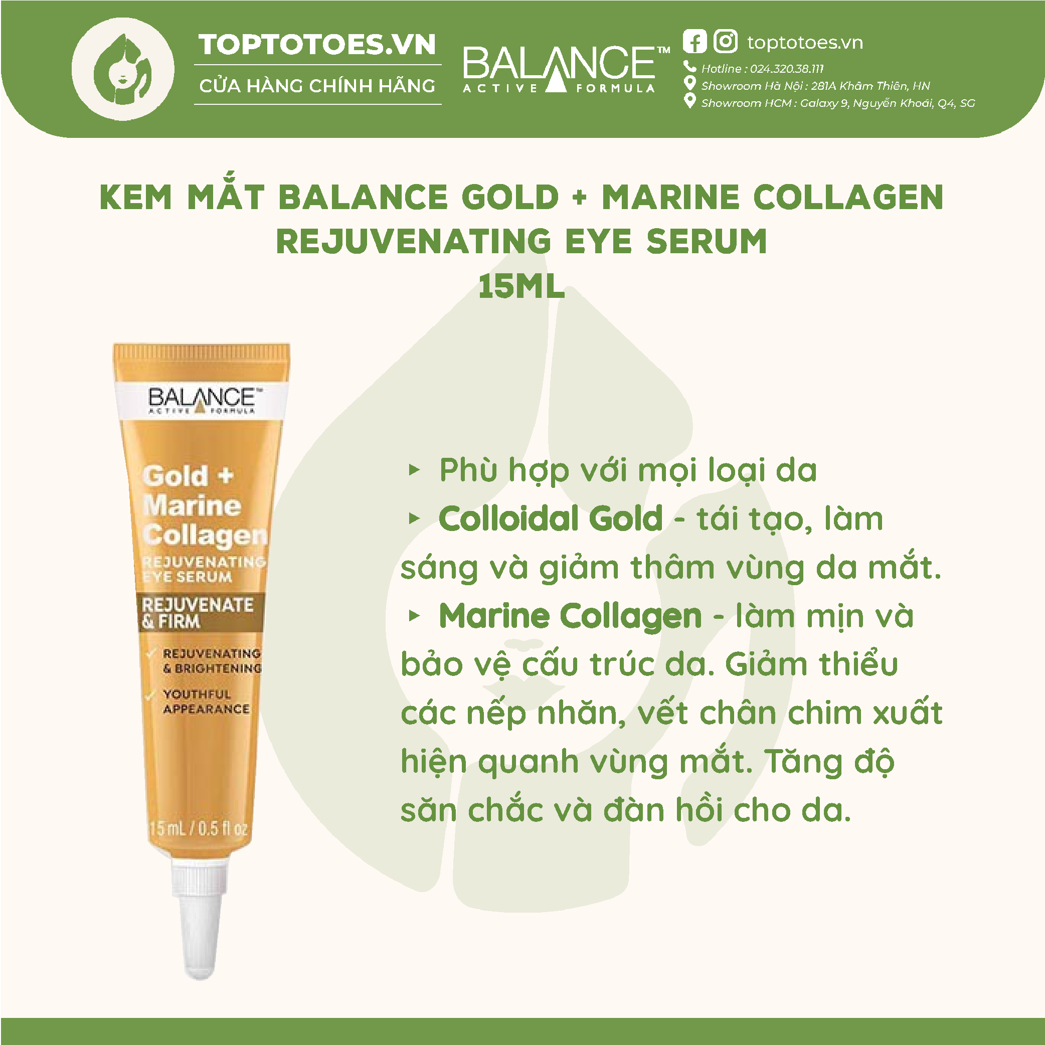 Kem mắt chống lão hóa Balance Gold + Marine Collagen Rejuvenating Eye