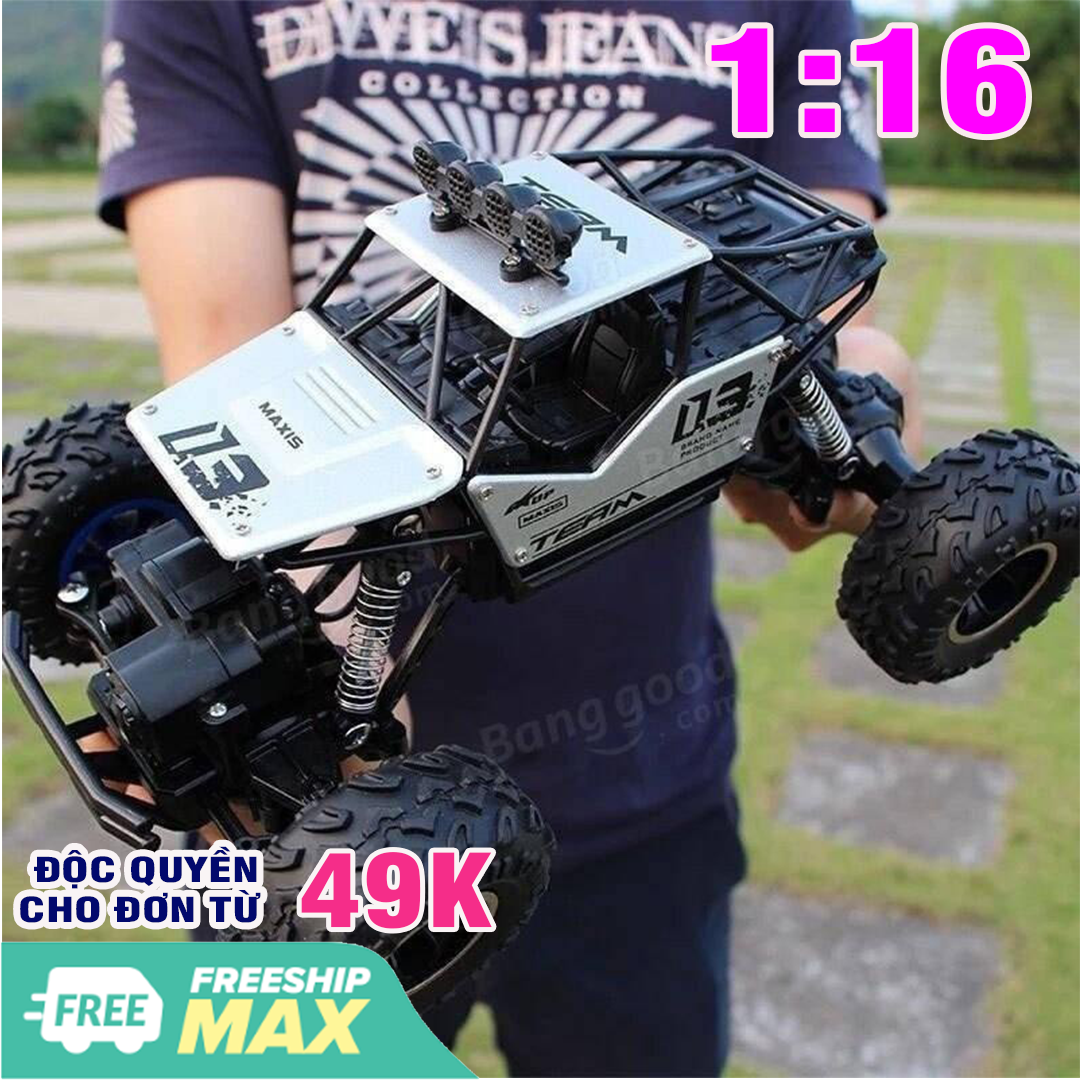 Xe ô tô địa hình leo núi điều khiển từ xa tỉ lệ 1:16 kèm pin 4.8v 2000mAh và sạc  cổng USB - Xe ô tô đồ chơi trẻ em