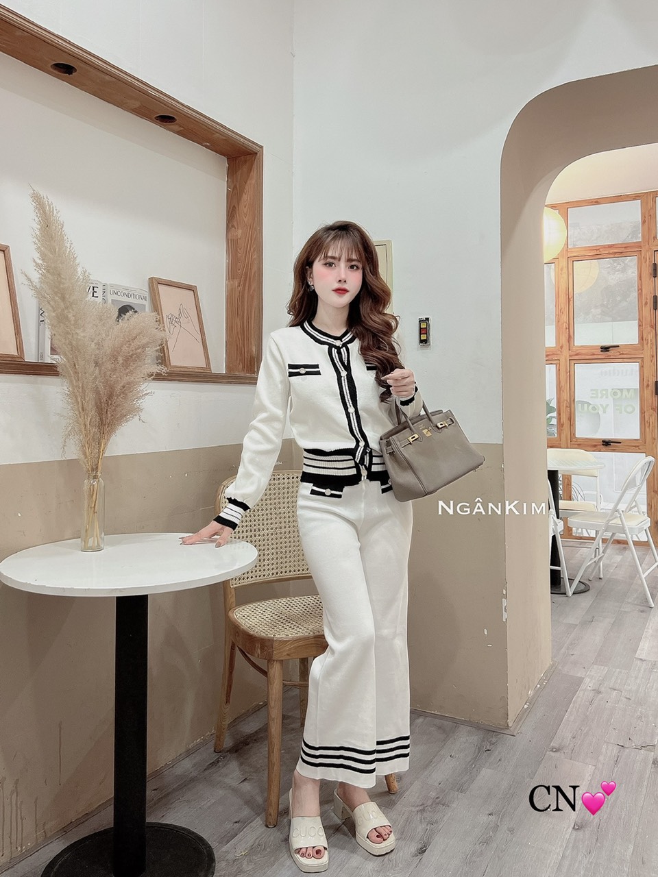Set bộ len viền khuy ngọc
