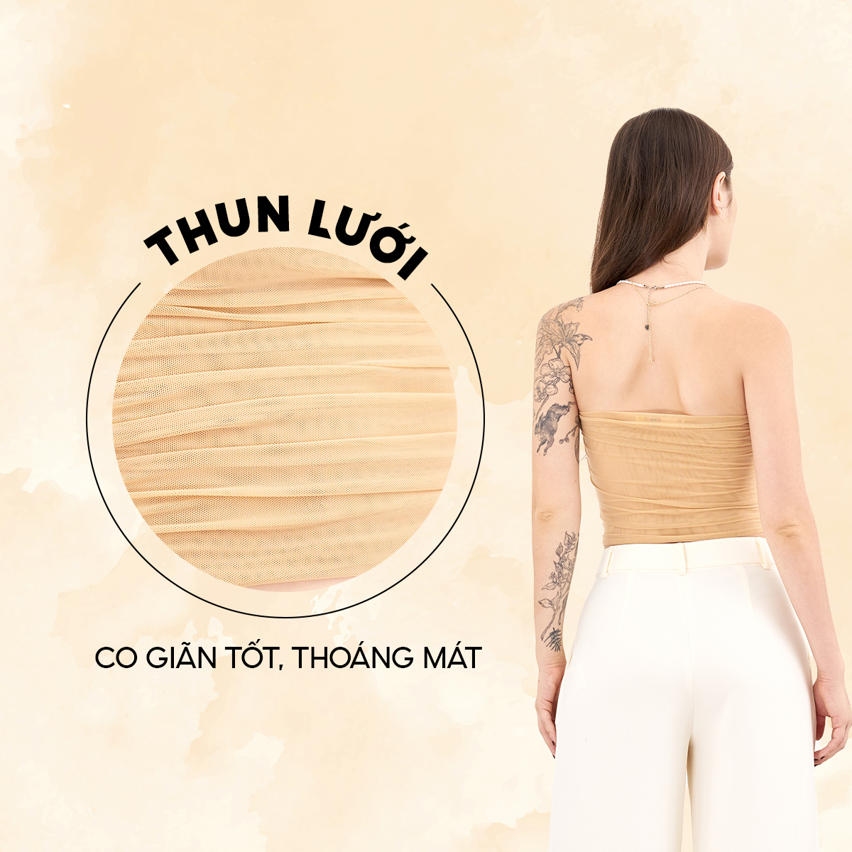 [OUTLET SALE] DOTTIE - Áo cúp ngực vải tule - Da - T0753