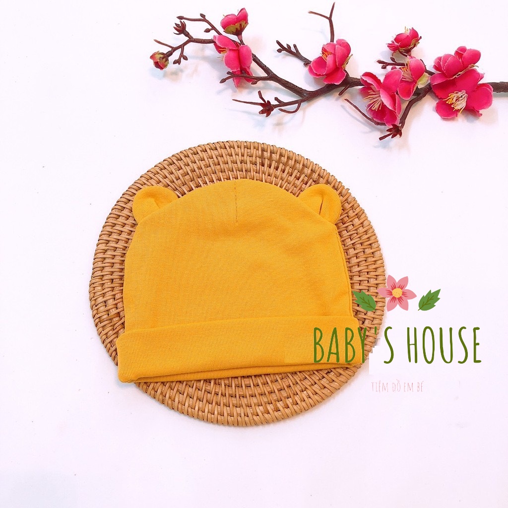 Mũ cotton sơ sinh tai gấu cho bé Full 10 màu - Baby's House