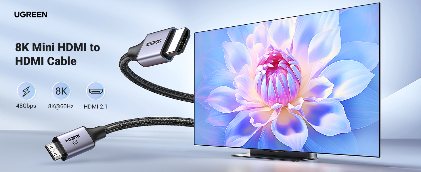 Cáp chuyển đổi Mini HDMI to HDMI 2.1 ( 15514 , 15515 ) Ugreen Chính Hãng