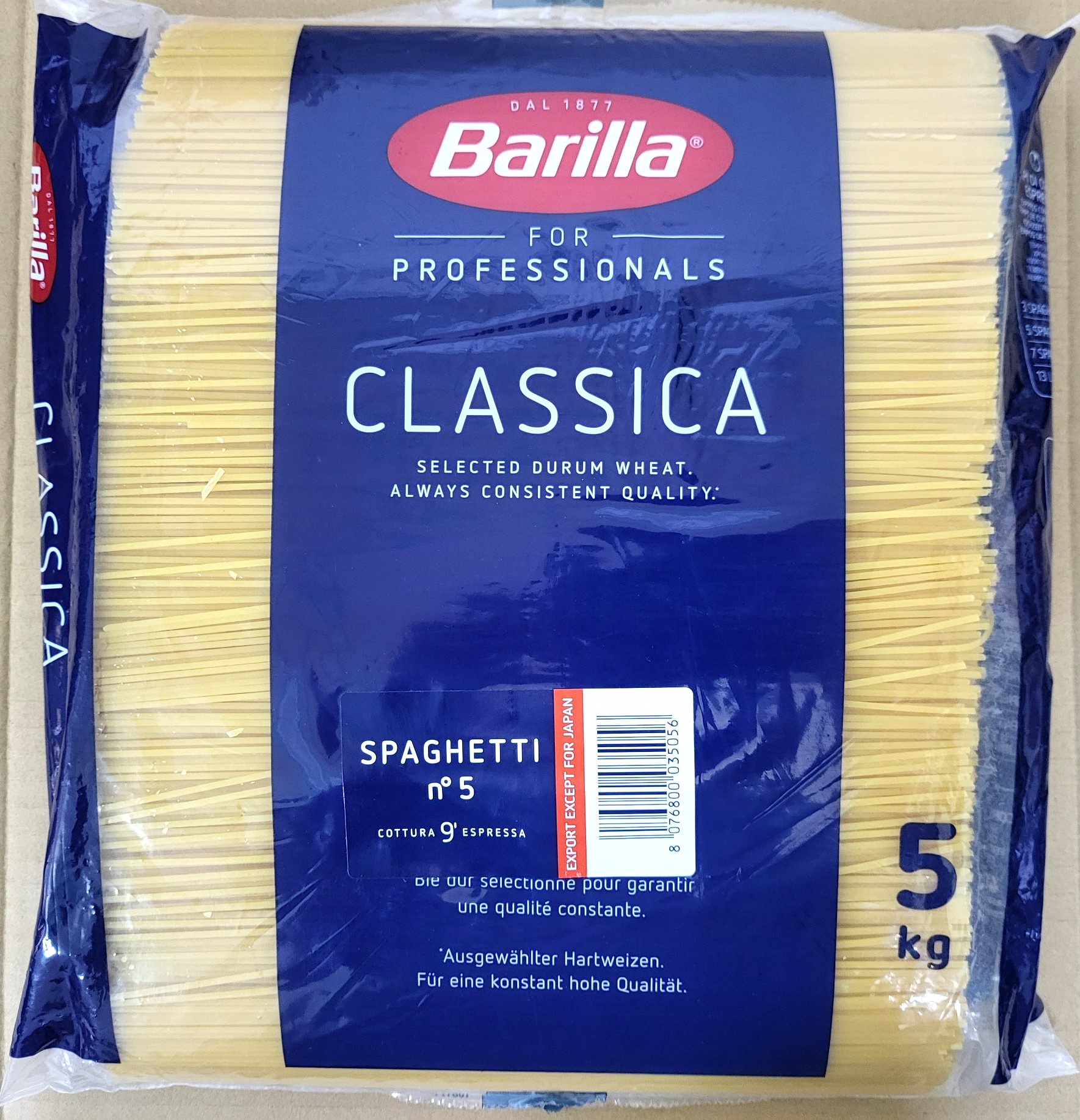 TÚI LỚN 5 Kg SỐ 5 - MÌ SỢI HÌNH ỐNG CÁC CỠ Ý BARILLA No 5 Spaghetti Pasta