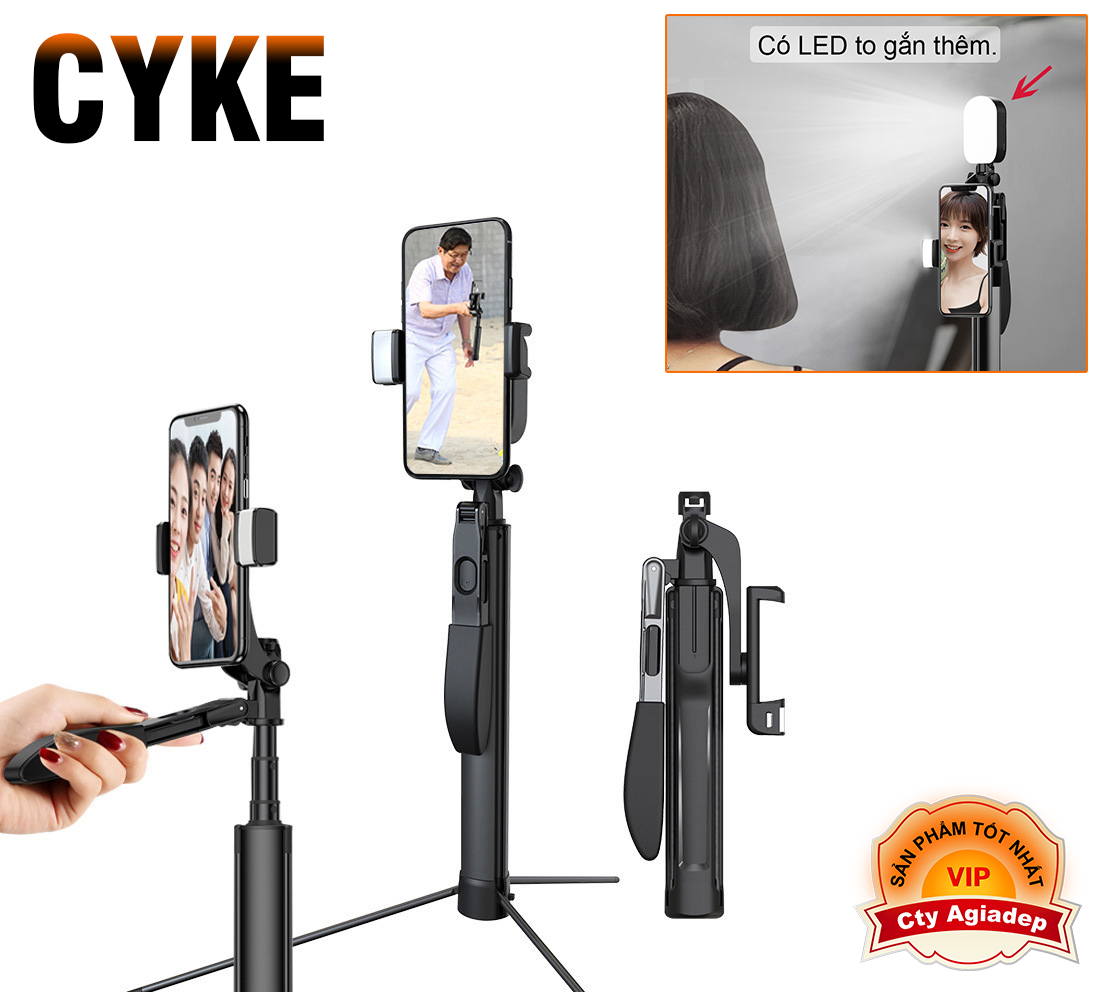 Gậy selfies tự sướng quay phim livestream cyke ca21s có ánh sáng led rgb