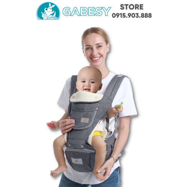 Địu chính hãng GABESY D3, địu trẻ em cao cấp đa năng có mũ che thoáng khí cho bé từ 0 - 36 tháng tuổi