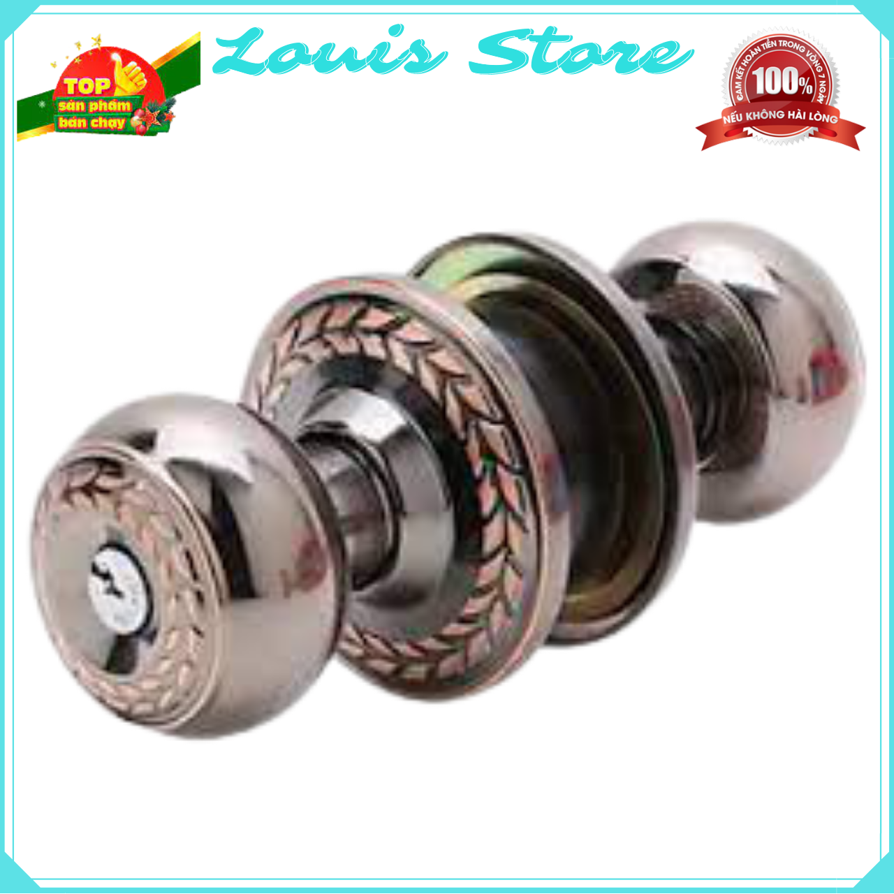 Khóa tay nắm tròn, khóa quả đấm việt tiệp chính hãng mã 04204, màu nâu, cò ngắn - cò dài. siêu bền, siêu an toàn