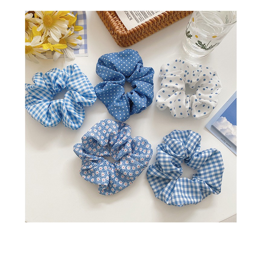 Scrunchies Chun Cột Tóc Hoạ Tiết Chấm Bi Hàn Quốc - Buộc Tóc Chấm Bi