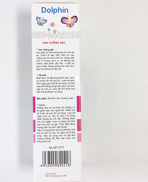 [Tặng 1 Núm Ty] Bình Sữa Cổ Hẹp PC 250ml Dolphin - Hàng Công Ty-DP017