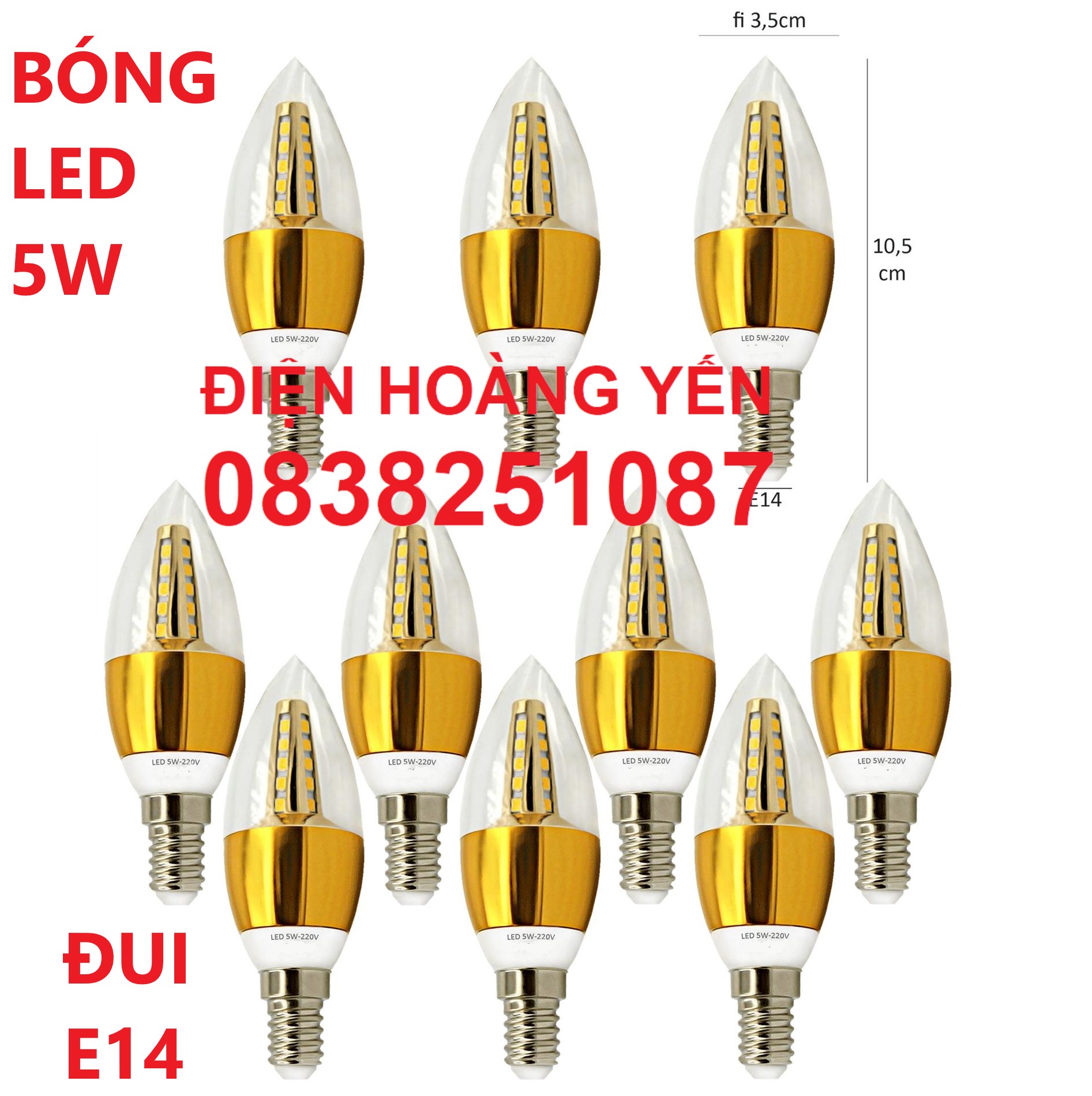 [HCM]10 Bóng đèn Led nến 5w quả nhót đuôi E14