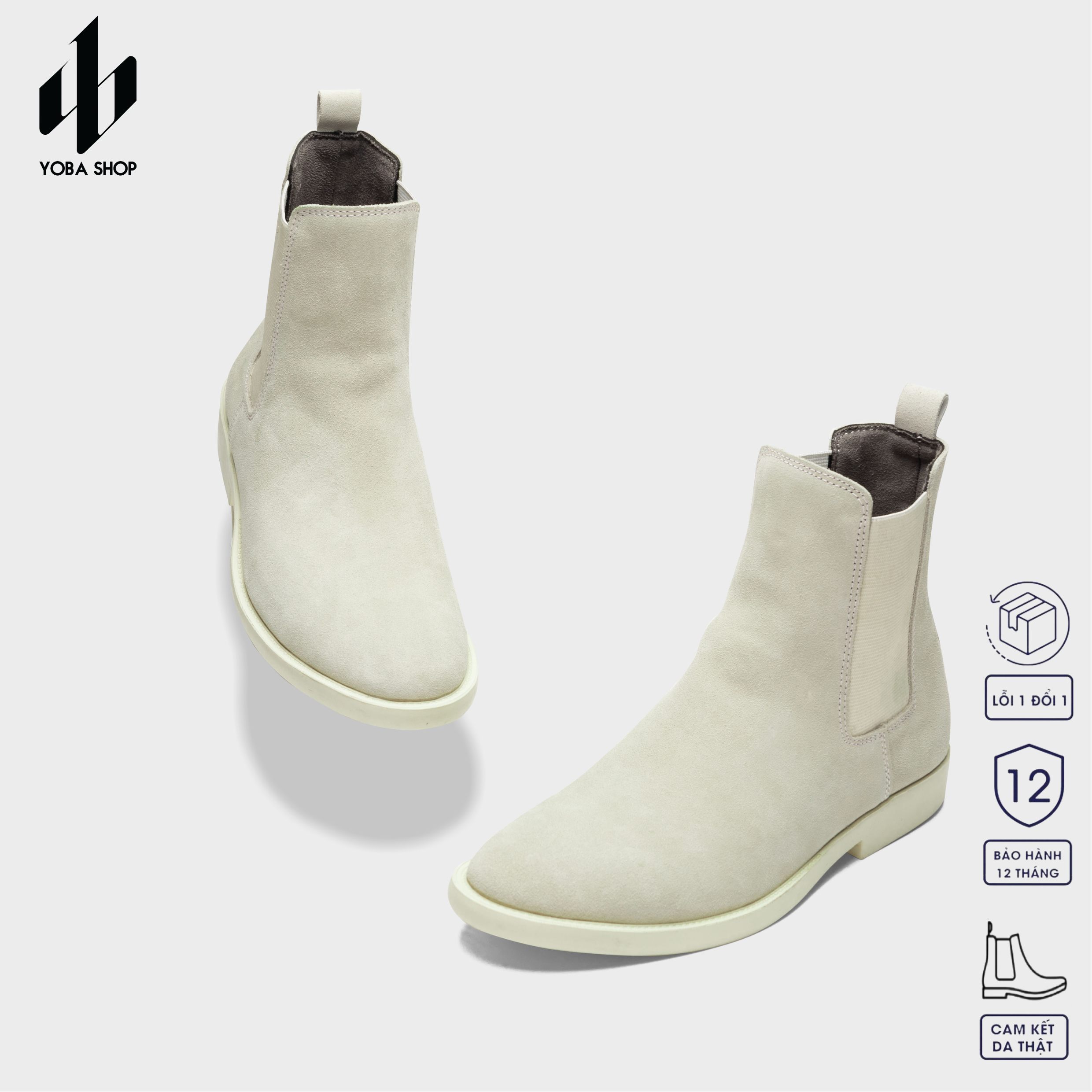 GIÀY CHELSEA BOOTS DA LỘN YOBA , GIÀY NAM CỔ CAO DA LỘN (DA THẬT 100%) G93