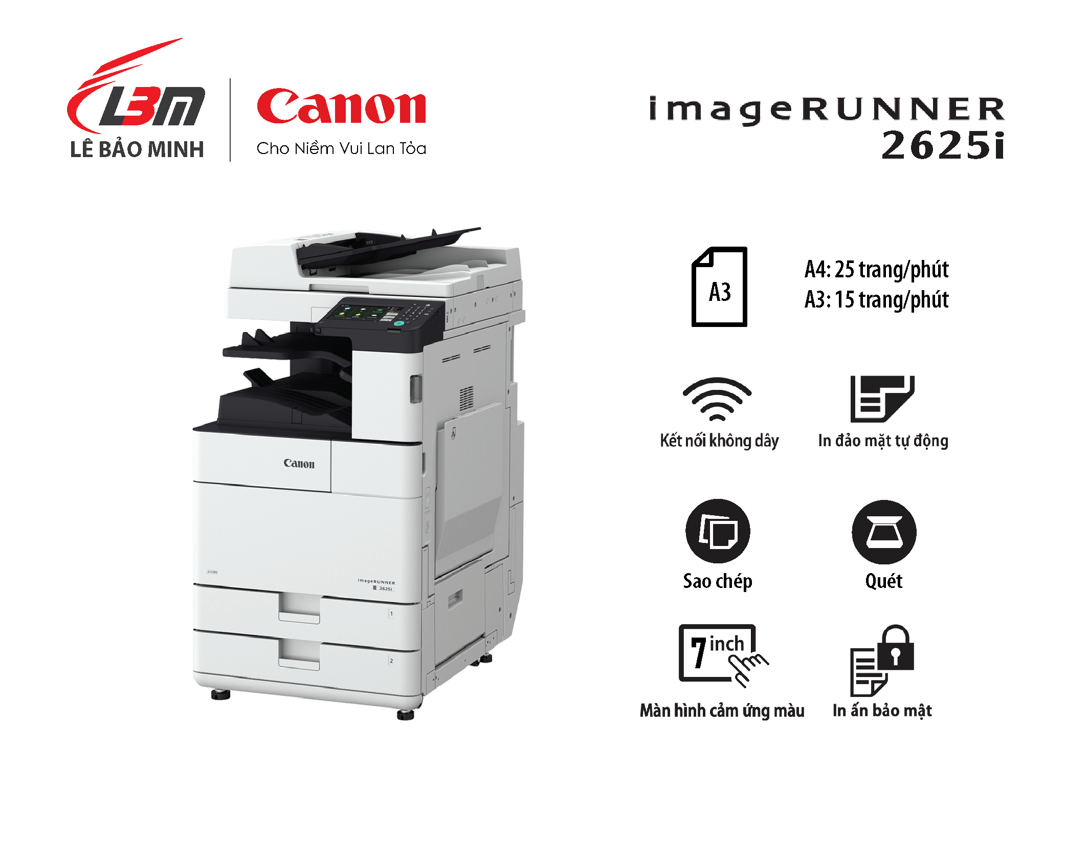 Máy Photocopy Canon iR2625i (DF AY1, duplex C1,Wifi)