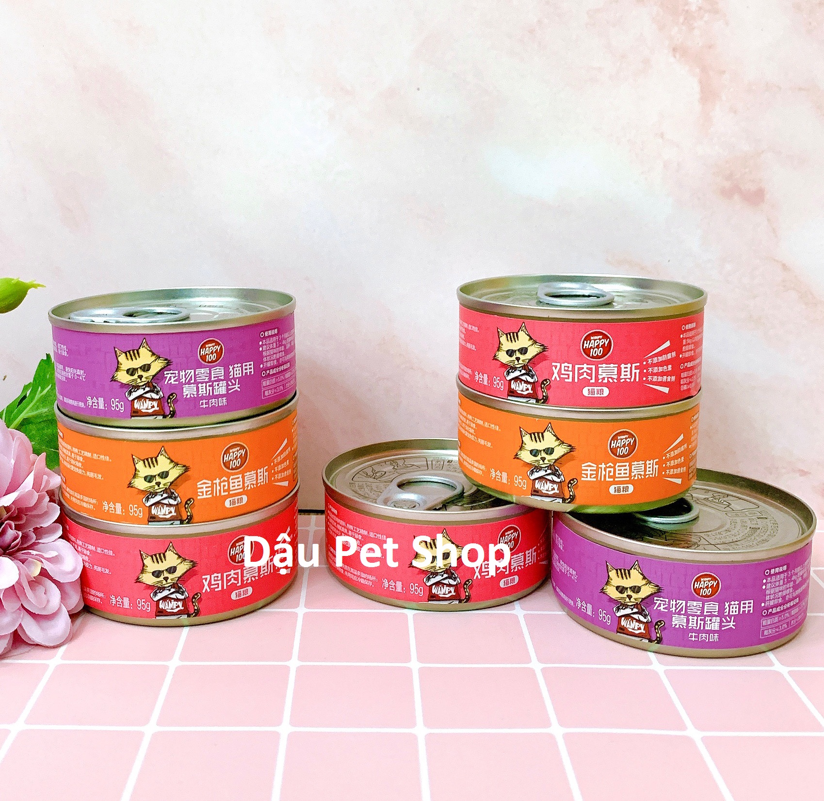 Pate Wanpy Happy 100 dạng lon 95g cho mèo