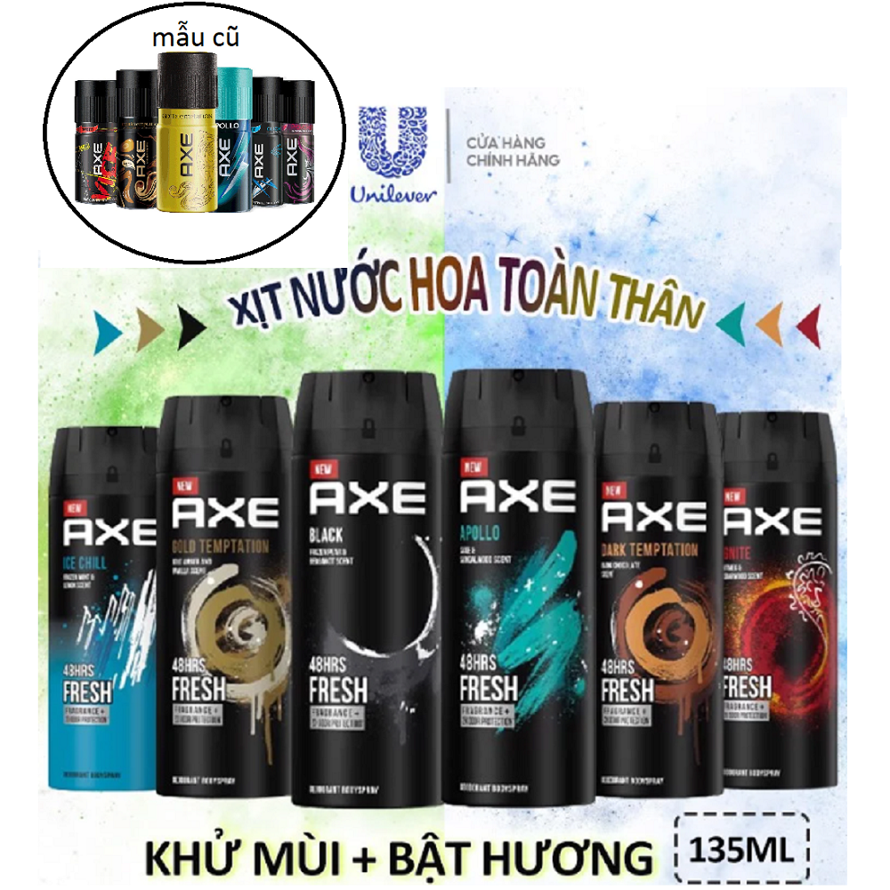 Xịt Khử Mùi Axe 135ml Công Ty chính hãng