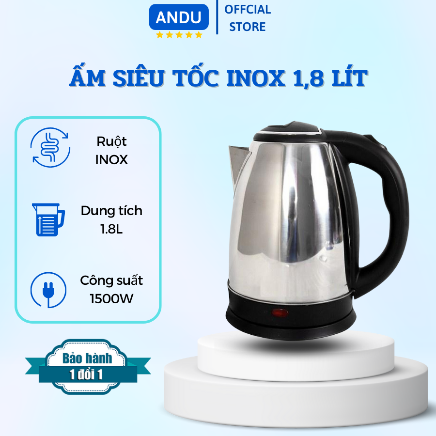 Ấm đun siêu tốc, Bình đun nước siêu tốc 1.8L - Bảo Hành 1 Năm - Ấm đun siêu tốc- An toàn cho mọi gia đình, ấm đun nước siêu tốc, âm nước siêu tốc thái lan, bình đun nước giữ nhiệt