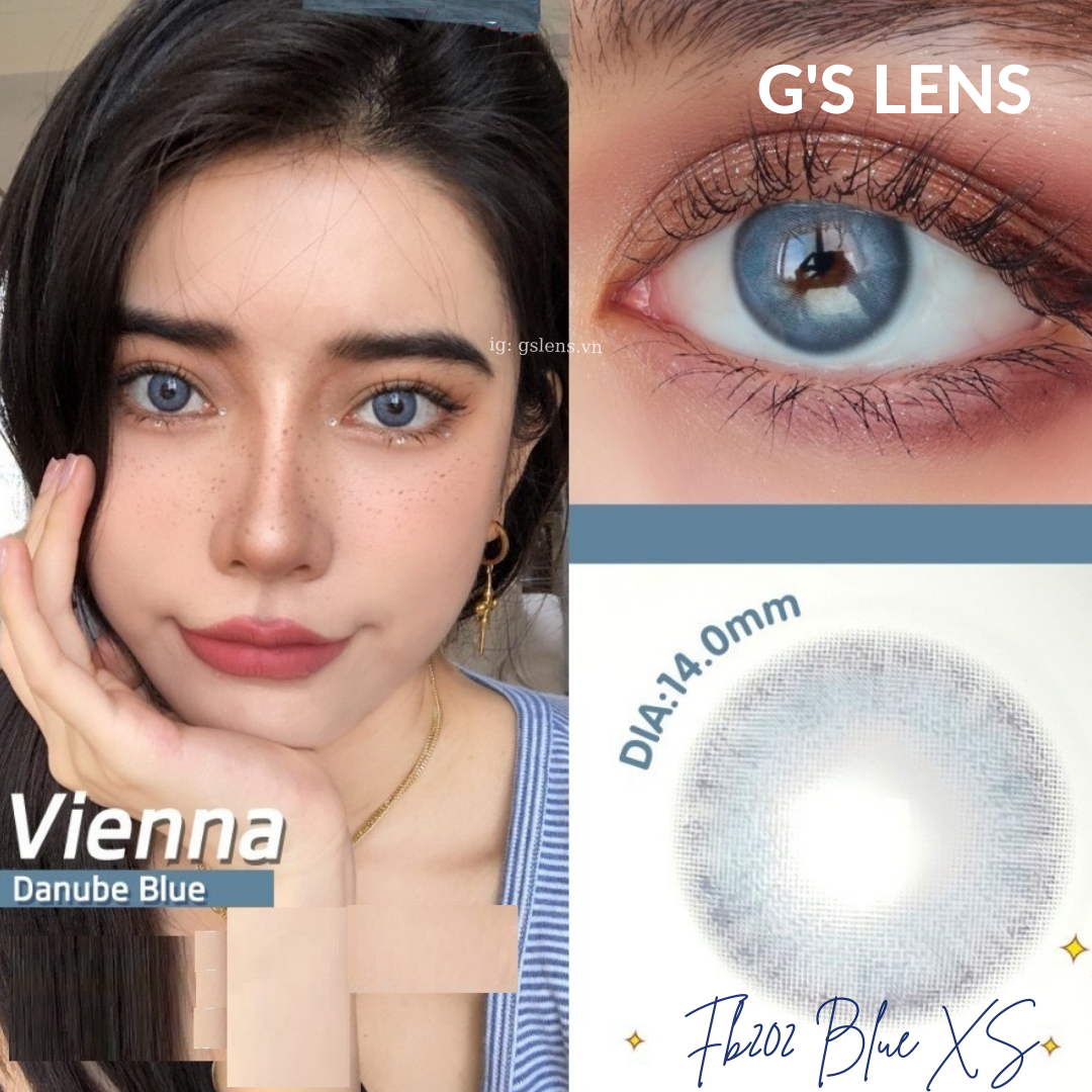 Kính Áp Tròng Xanh Blue Tây Style USA Không Giãn Tròng Size XS 14mm Có 0 Đến 6 Độ Cận FB202 Blue - G'S LENS